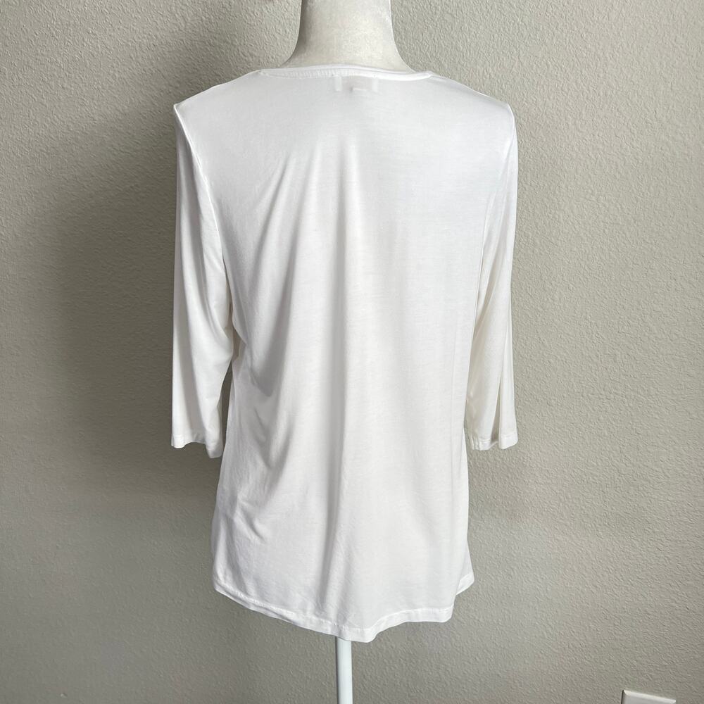 Mikah White Tree Root Graphic Top Women's Large Stretch 3/4 Sleeve Earth Nature - Picture 5 of 8